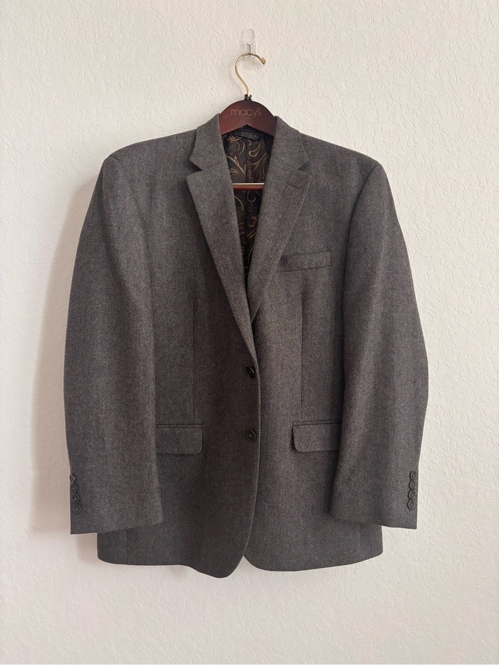 Lauren Ralph Lauren Wool Cashmere Herringbone Blazer 40S Gray